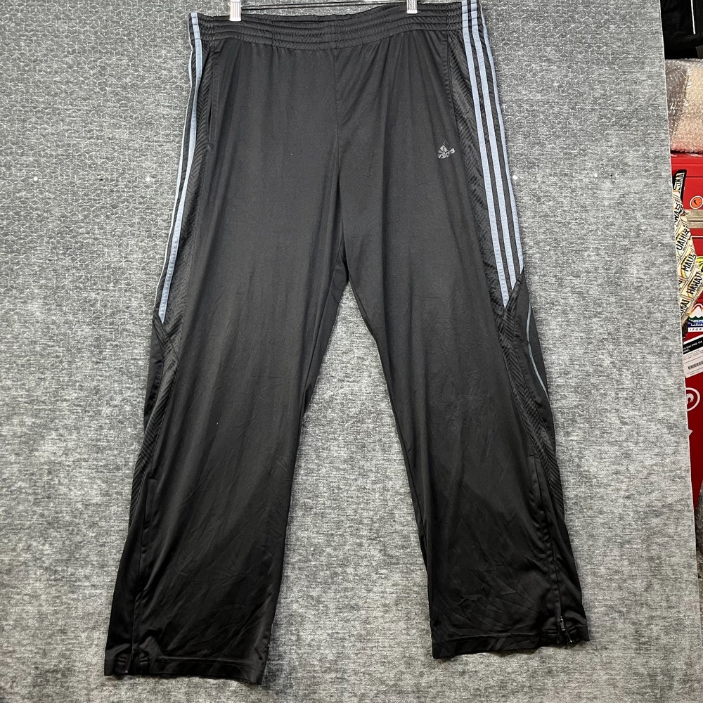 Adidas Climalite Track Pants Men's Black Elastic Waist Athletic Sportswear - XL